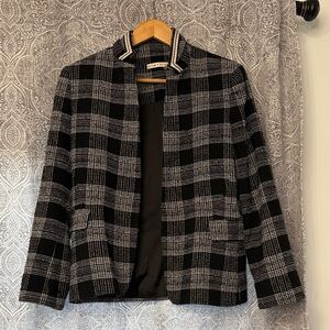 Alice + Olivia Black and White Plaid Blazer